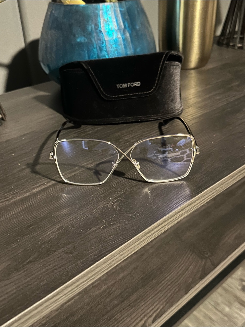 Tom Ford Oversized Silver Rimmed Women’s Glasses - Picture 3 of 6
